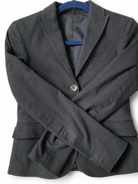 Theory Black Gabe B Blazer Jacket Size 2 Tailor Tea Stretch Professional